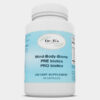 Supplement bottle labeled Mind-Body-Biome Prebiotics Probiotics